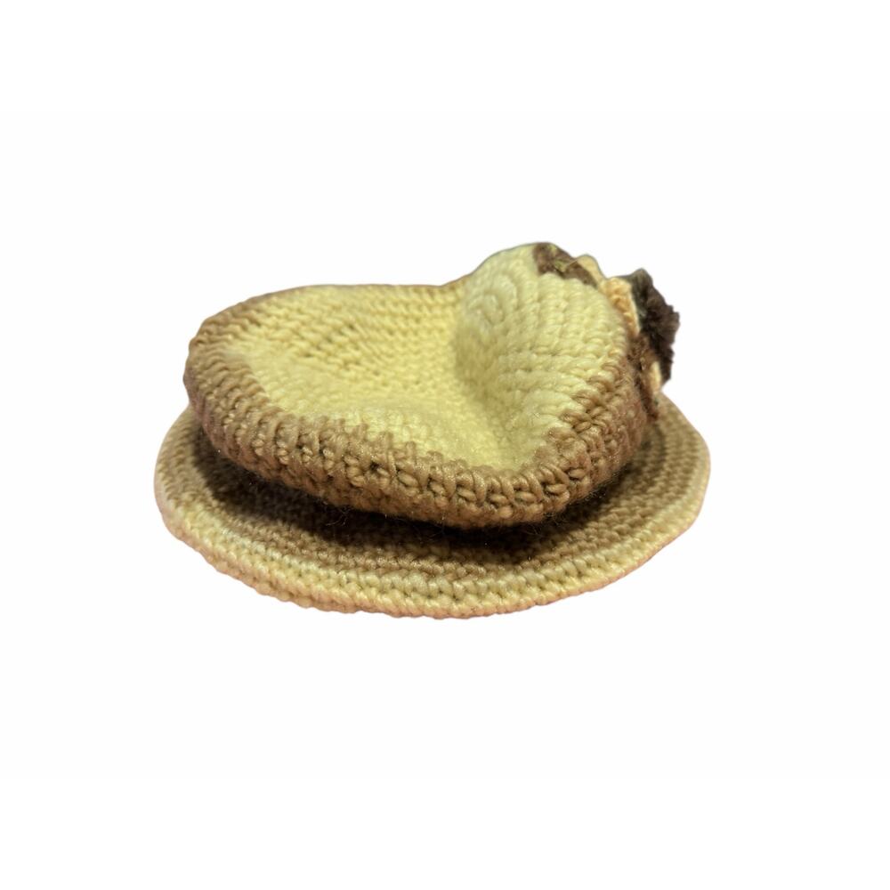 Women's Brown Cream Crocheted Flower Embellish Faux Far Circle Hat - Picture 4 of 6